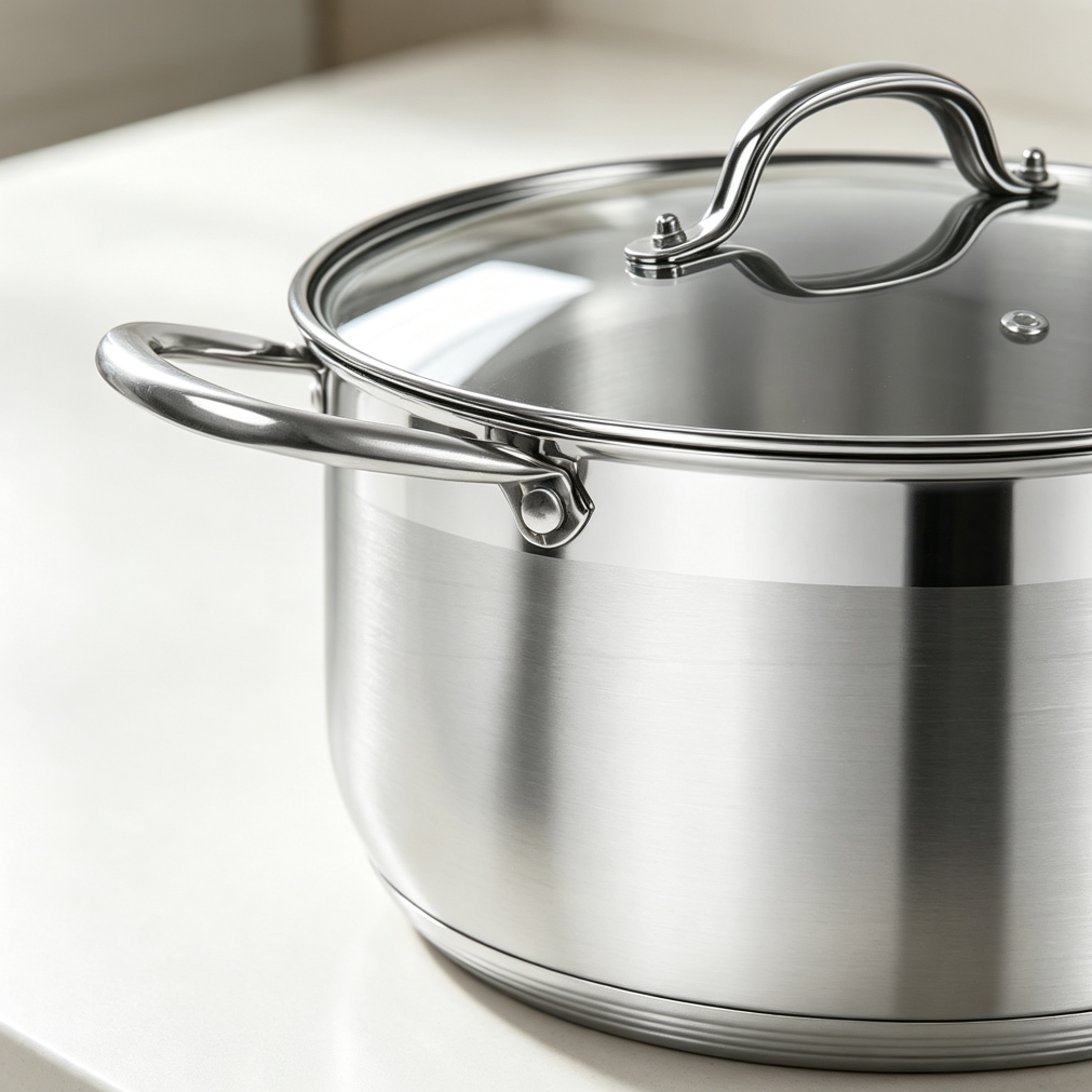 8 Quart Stainless Steel Stock Pot Visible Lid Heavy Duty - Image 2